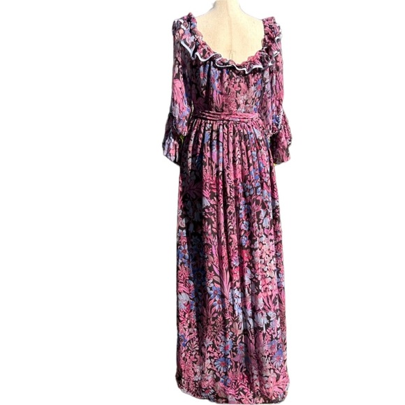 Love Shack Fancy Judah Midnight Light Maxi Dress Size 4 - Picture 4 of 13